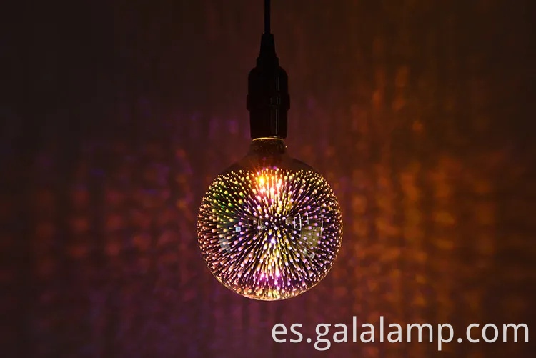 Coloridas bombillas LED de vidrio 3D para exhibición de fuegos artificiales festivos